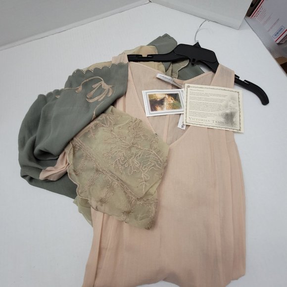 New Victorian Trading Co Hopeless Romantic Lace Dress Blush Green Cottagecore M - Picture 12 of 16